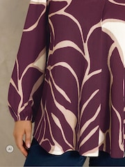 Evans Red Balloon Sleeve Pleated All Over Print Top - Image 4 of 6