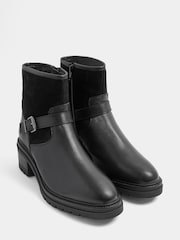 Қара - Evans Double Buckle Leather Boots - 4суретінің 2 суреті