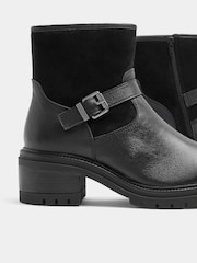 Қара - Evans Double Buckle Leather Boots - 4суретінің 4 суреті