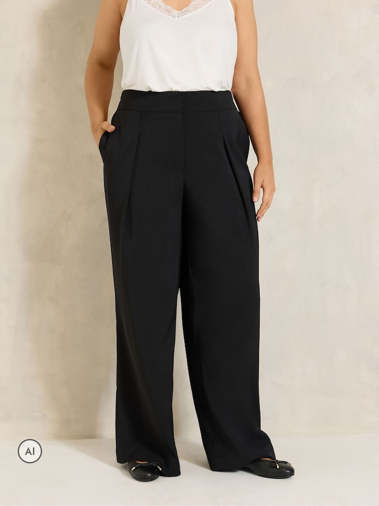 Evans Black Pleated Front Trousers - Image 1 of 6 Evans Black Pleated Front Trousers - Image 1 of 6
