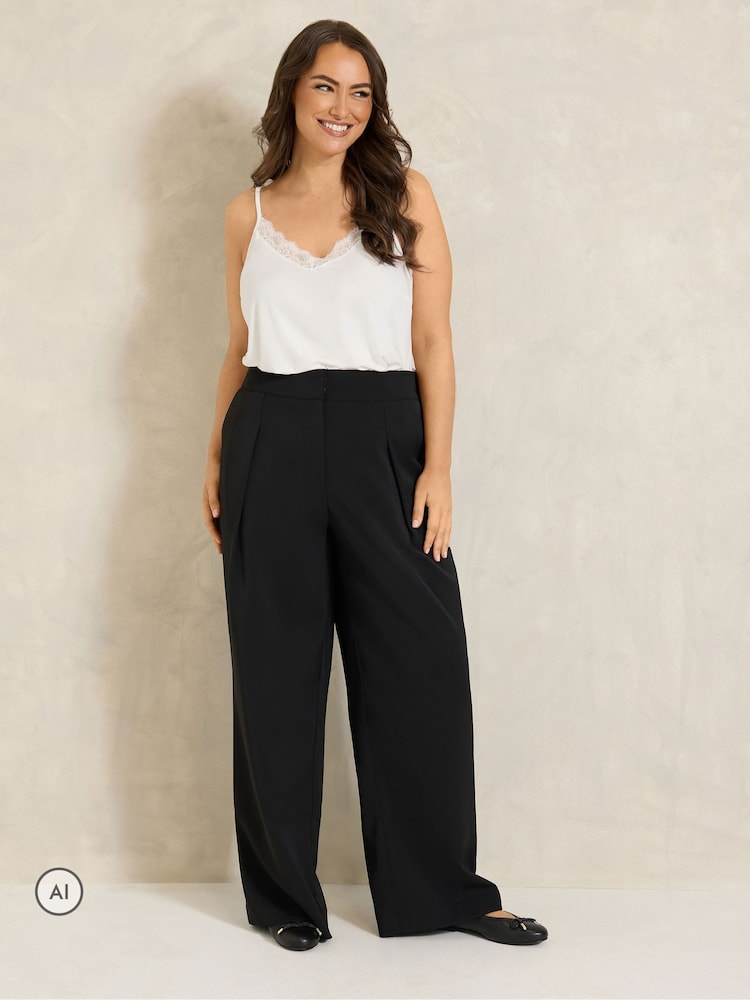 Evans Black Pleated Front Trousers - Image 2 of 6 Evans Black Pleated Front Trousers - Image 2 of 6