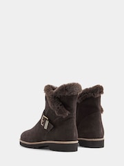 Evans Brown Wide Fit Round Faux Fur Leather Boots - Image 3 of 4