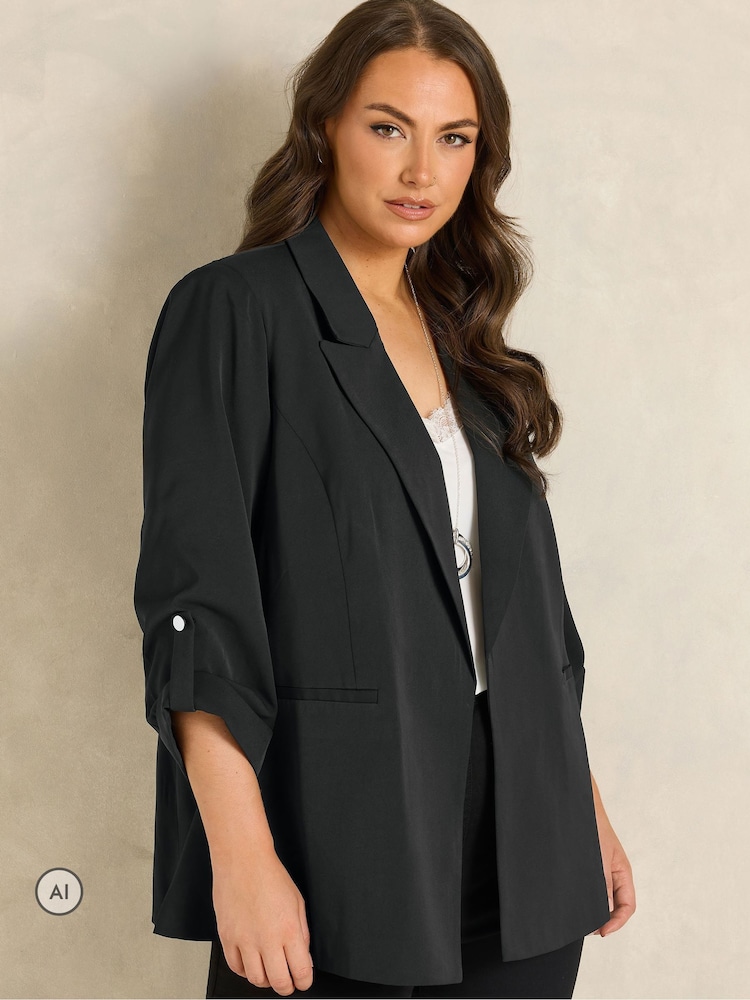 Evans Black Relaxed Fashion Blazer - Image 1 of 6 Evans Black Relaxed Fashion Blazer - Image 1 of 6