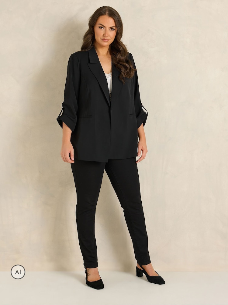 Evans Black Relaxed Fashion Blazer - Image 2 of 6 Evans Black Relaxed Fashion Blazer - Image 2 of 6