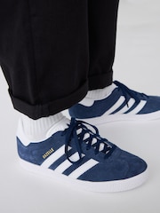 adidas Originals Navy/White Junior Gazelle Trainers - Image 1 of 15