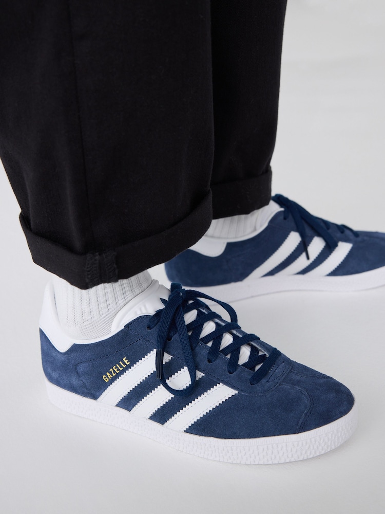 adidas Originals Navy/White Junior Gazelle Trainers - Image 1 of 15