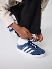 adidas Originals Navy/White Junior Gazelle Trainers - Image 4 of 15