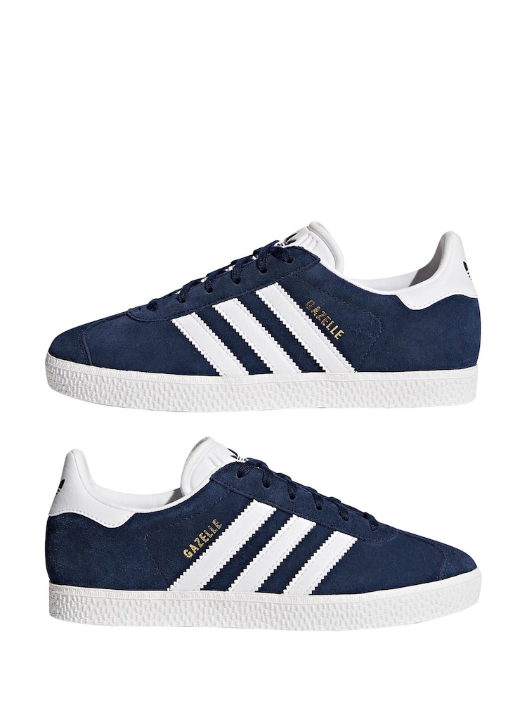 Marineblauw/wit - adidas Originals Junior Gazelle Trainers - Image 9 of 15