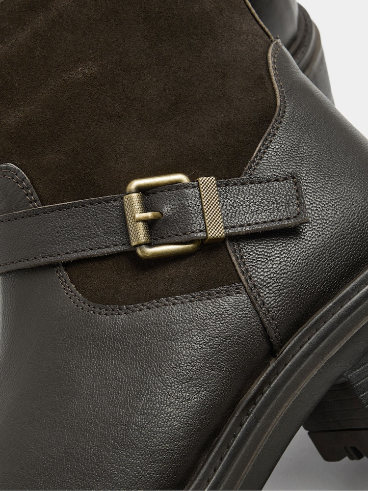 Қоңыр - Evans Double Buckle Leather Boots - 4суретінің 4 суреті Қоңыр - Evans Double Buckle Leather Boots - 4суретінің 4 суреті