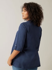 Evans Blue Pintuck Slub Henley Top - Image 2 of 5