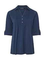 Evans Blue Pintuck Slub Henley Top - Image 5 of 5