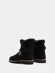 Evans Black Wide Fit Round Faux Fur Leather Boots - Image 3 of 3