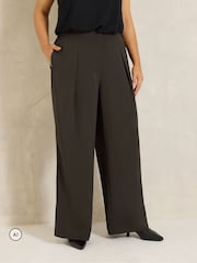 Evans Brown Pleated Front Trousers - Image 1 of 6