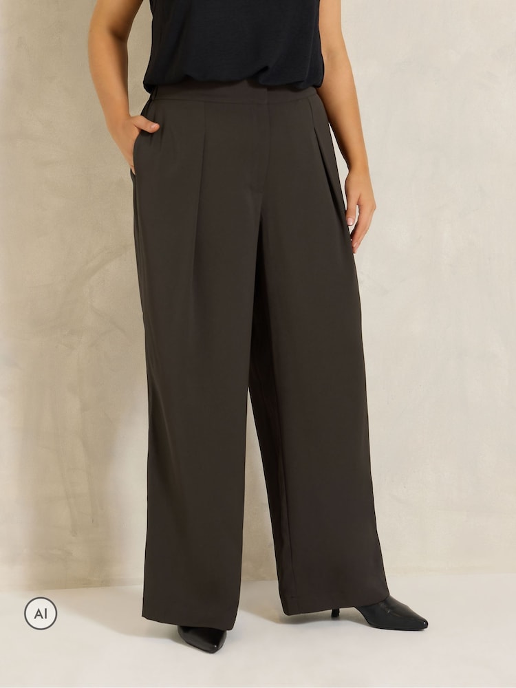 Evans Brown Pleated Front Trousers - Image 1 of 6 Evans Brown Pleated Front Trousers - Image 1 of 6