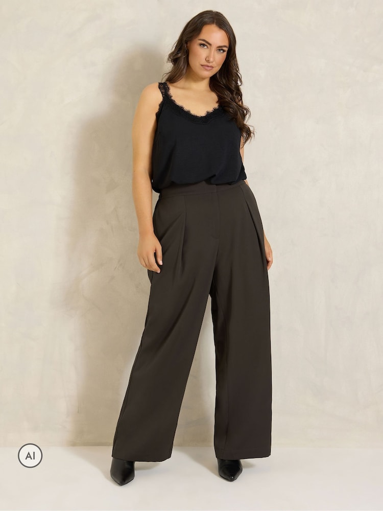 Evans Brown Pleated Front Trousers - Image 2 of 6 Evans Brown Pleated Front Trousers - Image 2 of 6