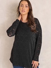 Evans Black Floral Sheer Lace Top - Image 1 of 6