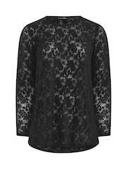 Evans Black Floral Sheer Lace Top - Image 5 of 6