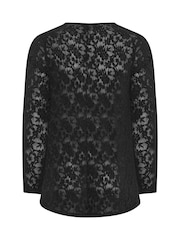 Evans Black Floral Sheer Lace Top - Image 6 of 6