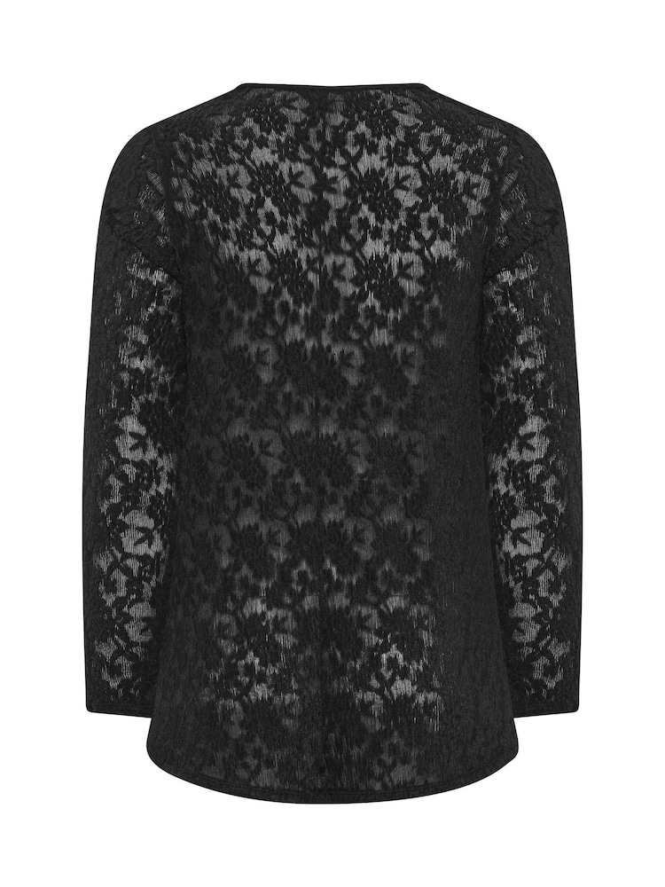Evans Black Floral Sheer Lace Top - Image 6 of 6 Evans Black Floral Sheer Lace Top - Image 6 of 6