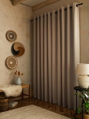Natural Fine Bouclé Eyelet Lined Curtains - Image 3 of 5