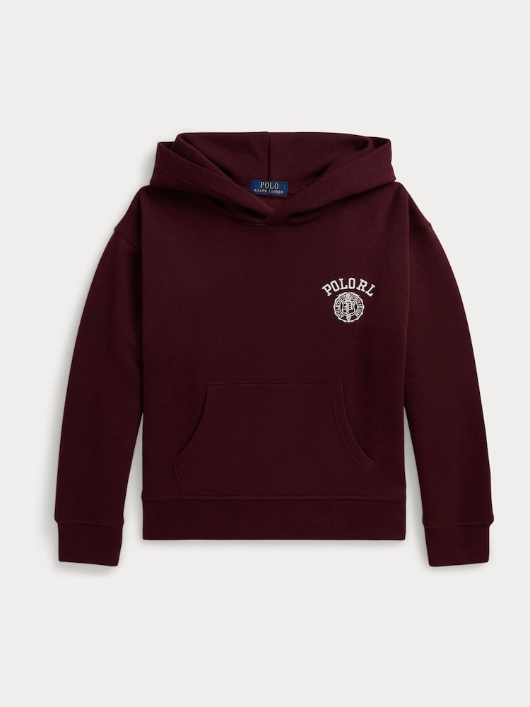 Polo Ralph Lauren Red Collegiate Logo Jersey Hoodie - Image 1 of 2 Polo Ralph Lauren Red Collegiate Logo Jersey Hoodie - Image 1 of 2