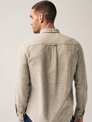 Neutral Brushed Texture 100% Cotton Long Sleeve Shirt - Image 3 of 8