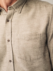 Neutral Brushed Texture 100% Cotton Long Sleeve Shirt - Image 4 of 8