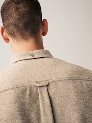 Neutral Brushed Texture 100% Cotton Long Sleeve Shirt - Image 5 of 8