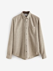 Neutral Brushed Texture 100% Cotton Long Sleeve Shirt - Image 6 of 8