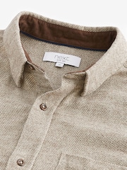 Neutral Brushed Texture 100% Cotton Long Sleeve Shirt - Image 7 of 8