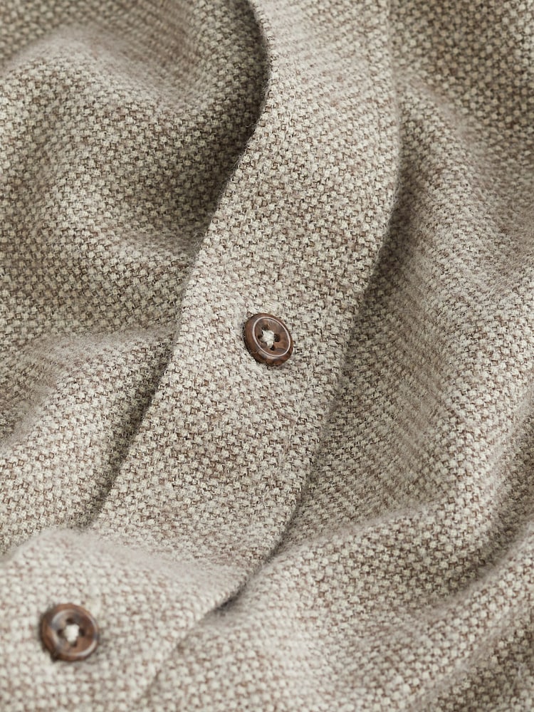 Neutral Brushed Texture 100% Cotton Long Sleeve Shirt - Image 8 of 8