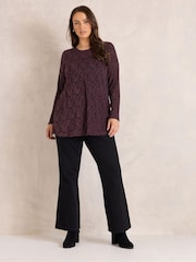 Evans Red Floral Sheer Lace Top - Image 2 of 6