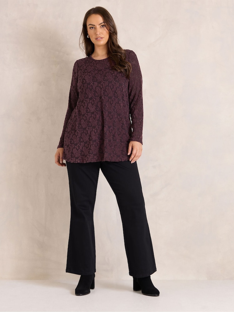 Evans Red Floral Sheer Lace Top - Image 2 of 6 Evans Red Floral Sheer Lace Top - Image 2 of 6