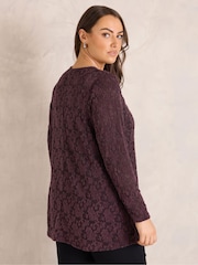 Evans Red Floral Sheer Lace Top - Image 3 of 6
