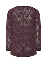 Evans Red Floral Sheer Lace Top - Image 6 of 6