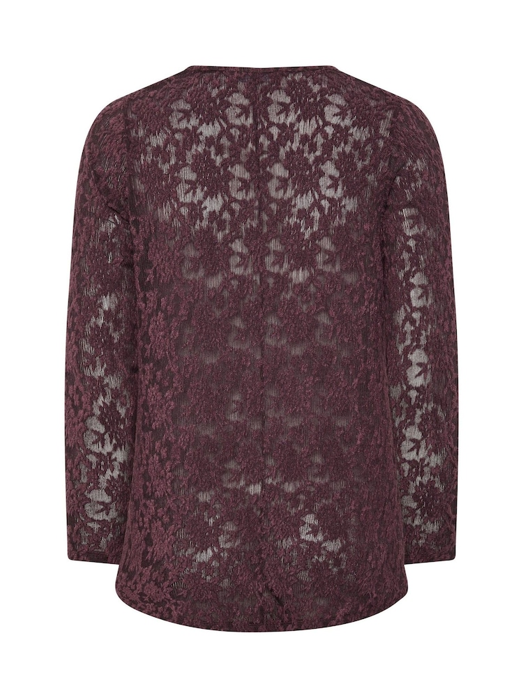 Evans Red Floral Sheer Lace Top - Image 6 of 6 Evans Red Floral Sheer Lace Top - Image 6 of 6