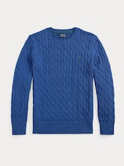 Polo Ralph Lauren Blue Logo Cable Knit Jumper - Image 1 of 2
