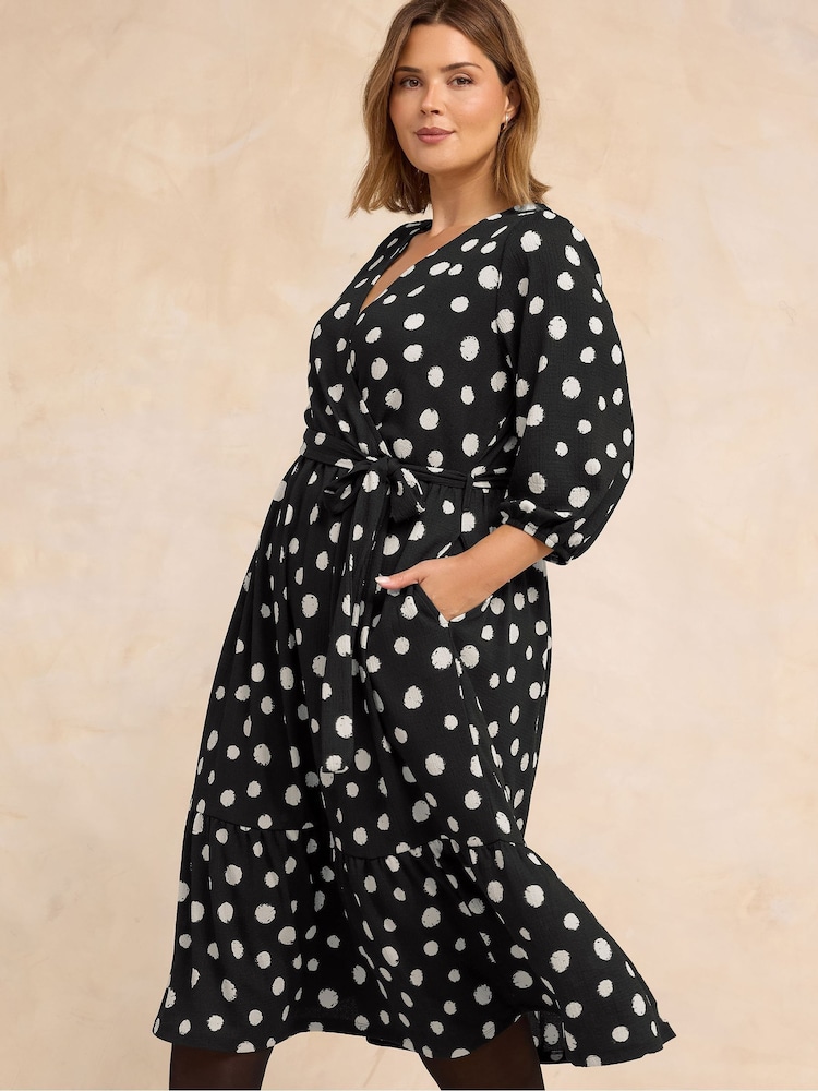 Evans Polka Dot Jersey Wrap Dress - Slika 1 od 5