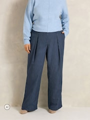 Evans Blue Pleated Stripe Trousers - Image 1 of 6