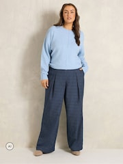 Evans Blue Pleated Stripe Trousers - Image 2 of 6