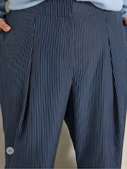 Evans Blue Pleated Stripe Trousers - Image 4 of 6