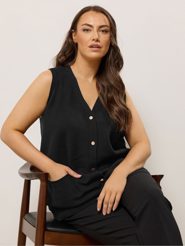 Evans Black Premium Knitted Waistcoat - Image 1 of 5 Evans Black Premium Knitted Waistcoat - Image 1 of 5