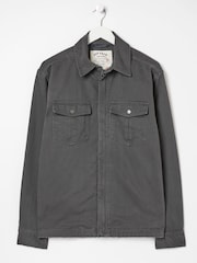 FatFace Grey Bowd Zip Front Overshirt - Image 4 of 4
