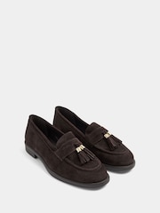 Evans Brown Extra Wide Fit Tassel Detail Suede Loafers - Image 3 of 5