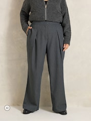 Evans Grey Pleated Stripe Trousers - Image 1 of 6