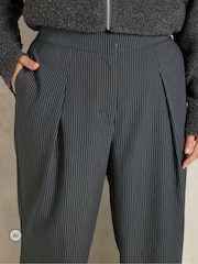 Evans Grey Pleated Stripe Trousers - Image 4 of 6