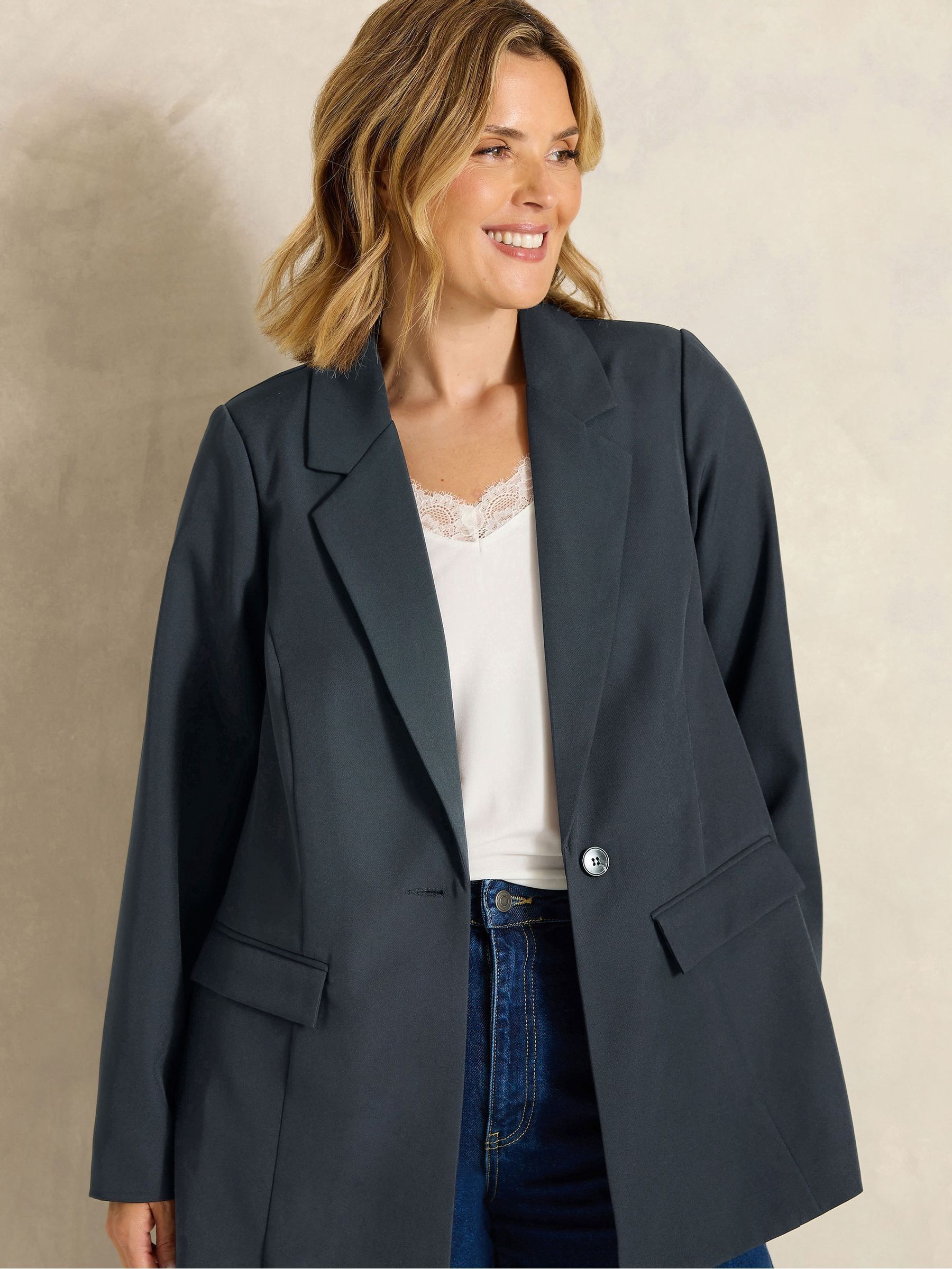 Evans Women's Dark Navy Tailored Blazer In | : Size 30-32 - Image 3
