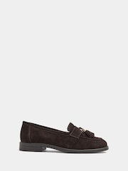 Evans Brown Wide Fit Tassel Detail Suede Loafers - Image 1 of 5