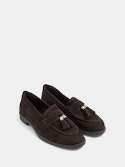Evans Brown Wide Fit Tassel Detail Suede Loafers - Image 2 of 5