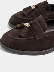 Evans Brown Wide Fit Tassel Detail Suede Loafers - Image 4 of 5